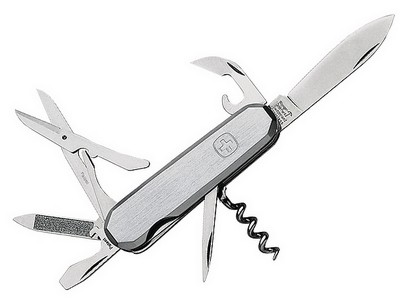 Wenger Schweizer Messer mit verchromten, matt stainierten Messing-Schalen