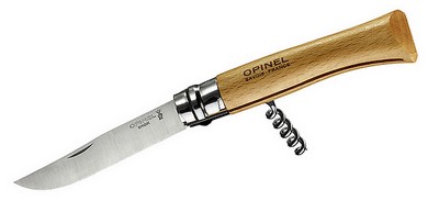 Opinel Messer Classic No. 10 mit Korkenzieher in rostfrei mit Virobloc