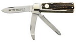 Puma Jagd-Taschenmesser mit Back-Lock mit S�ge, Aufbrechklinge und Hirschhorn-Griffschalen