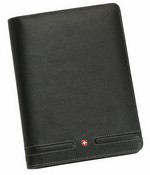 Wenger Schreibmappe Jr. Bi-Folio schwarzes Leder Rei�verschlu�fach Steckf�cher f�r Karten