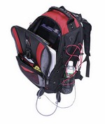 Wenger Laptop-Rucksack, Modell Hudson f�r 39 cm Laptop Nylonmaterial schwarz, grau und rot, gepolsterte Tragegurte
