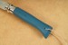 Opinel Taschenmesser No. 8 rostfrei spiegelpoliert Griff mit blauem Kalbsleder�berzug