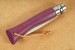 Opinel Taschenmesser Classic No. 7 violett in rostfrei mit &quot;Virobloc&quot; und Lederschnur