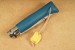 Opinel Taschenmesser No. 8 rostfrei spiegelpoliert Griff mit blauem Kalbsleder�berzug
