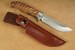 Herbertz G�rtelmesser Stahl AISI 420 Full Tang Klinge Zierschliff Edelstahlbacken Zebraholz braune Lederscheide