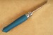 Opinel Taschenmesser No. 8 rostfrei spiegelpoliert Griff mit blauem Kalbslederberzug