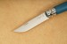 Opinel Taschenmesser No. 8 rostfrei spiegelpoliert Griff mit blauem Kalbsleder�berzug