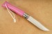 Opinel Taschenmesser Classic No. 7 pink in rostfrei mit &quot;Virobloc&quot; und Lederschnur
