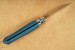 Opinel Taschenmesser No. 8 rostfrei spiegelpoliert Griff mit blauem Kalbslederberzug