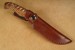 Herbertz G�rtelmesser Stahl AISI 420 Full Tang Klinge Zierschliff Edelstahlbacken Zebraholz braune Lederscheide
